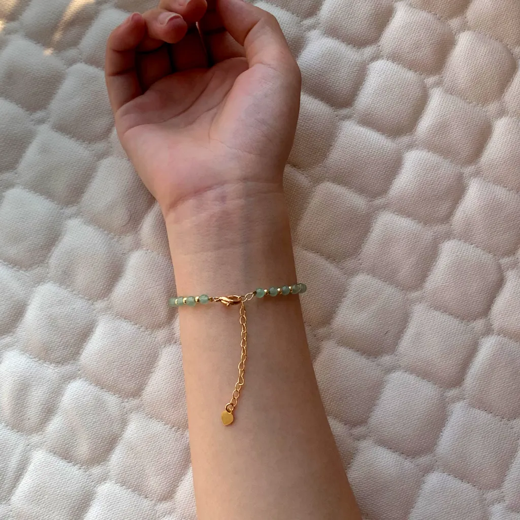 4mm Green Aventurine bracelet worn on the wrist